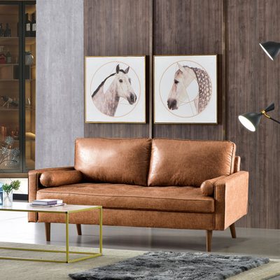 Aisha 70" Faux Leather Square Arm Loveseat