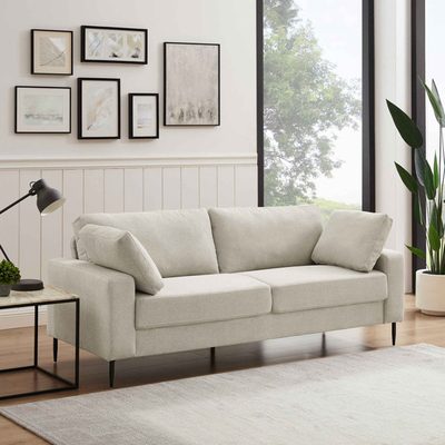 Jeses 84.3" Square Arm Sofa with Metal Legs and Button Tufting