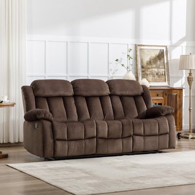 Oxier 84" Manual Reclining Microsuede Sofa