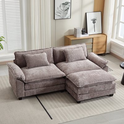 Arale 86" Comfy Cloud Couch Sectional Loveseat with Ottoman