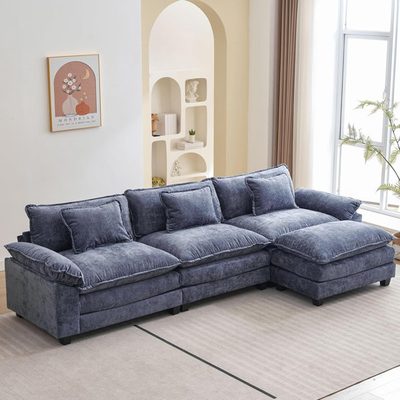 120" Comfy Cloud Sectional Sofa Sleeper with Ottoman