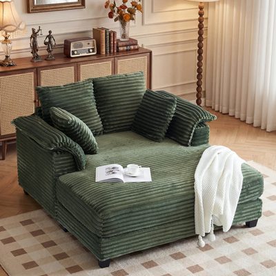 Corduroy Upholstered Convertible Sleeper Sofa with Toss Pillows
