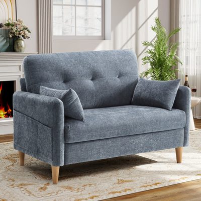 George 47" Chenille Tufted Loveseat with 2 Pillows