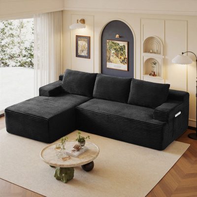 Boneless 96" Modular L-Shape Cloud Sectional with Chaise