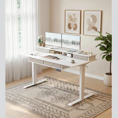 Euri Height Adjustable Standing Desk with Drawers