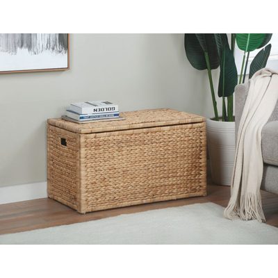 Ved Water Hyacinth Wicker Storage Trunk with Metal Frame