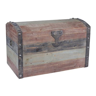 Braydon Large Weathered Wood Storage Trunk with Metal Accents