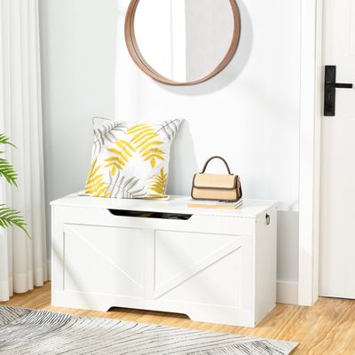 Lingle 39.4" Storage Bench with Flip-Top Blanket Chest