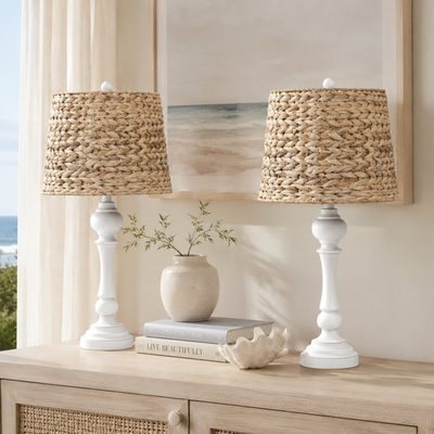 Arcola 26" Resin Table Lamps with Handwoven Shade