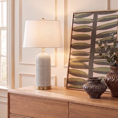Sevan 27" Blue and Gold Ceramic Table Lamp