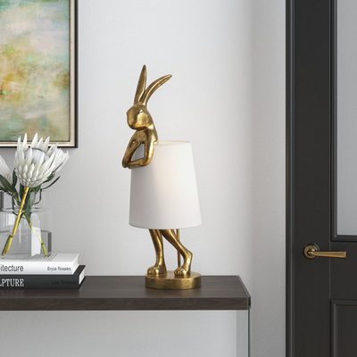 Triche 26.5" Sculptural Rabbit Table Lamp with Linen Shade