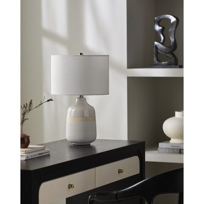 Ceramic Table Lamp with Linen Drum Shade