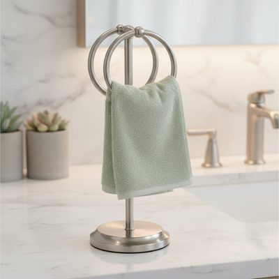 Steel Towel Rack Stand with 2 Hanging Rings