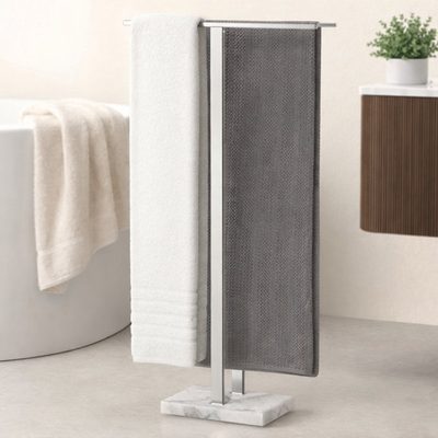 KES Freestanding Equal-Height Towel Rack with Marble Base