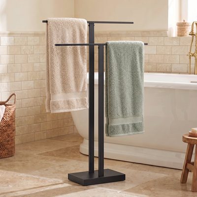 KES 2-Tier Free Standing Towel Rack with Weighted Base