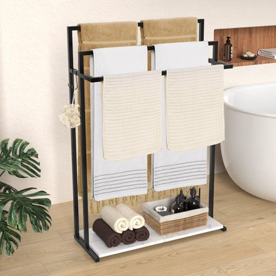 KES 3-Tier Bathroom Towel Stand with Weighted Base