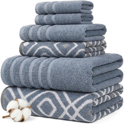 Modern Threads Oxford 6-Piece Jacquard and Solid Towel Set