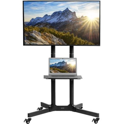 VIVO Black Mobile TV Cart