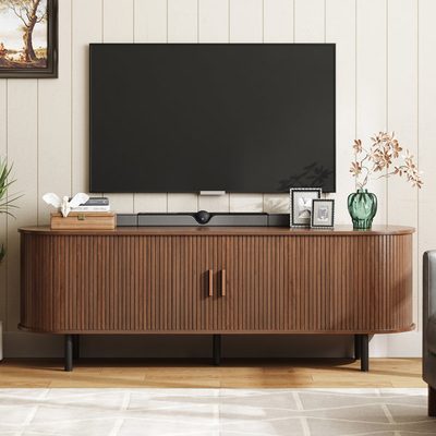 Jalonda Modern Wood TV Stand with Storage and Shelves