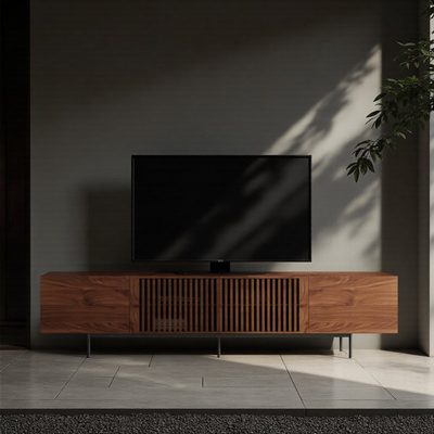 Banvra Mid-Century Modern TV Stand with 4 Storage Cabinets
