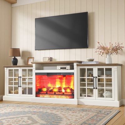 Cleven 97" Farmhouse Fireplace TV Stand for TVs up to 100"