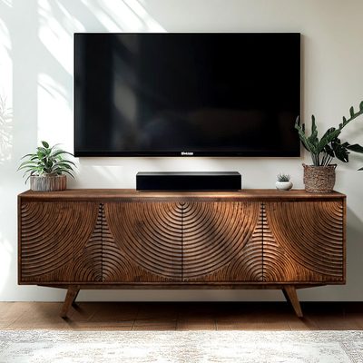 Acacia Harmony TV Stand for TVs up to 75" with Storage Cabinet