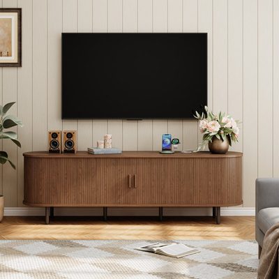 Modern Solid and Manufactured Wood TV Stand for TVs up to 80"
