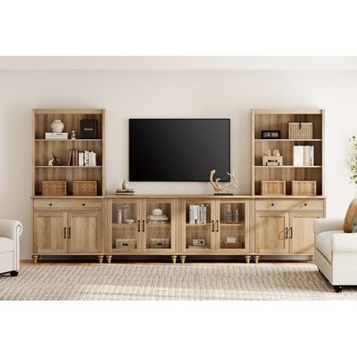 Scarlett 135.4" Solid and Manufactured Wood Entertainment Center