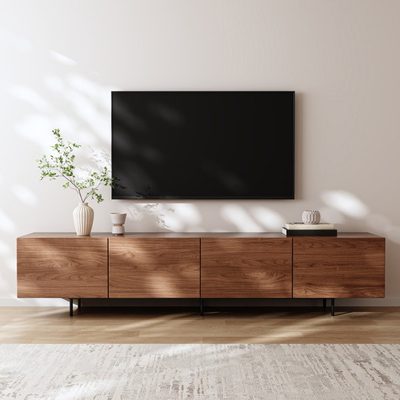 Modern 4-Door TV Stand Storage Credenza