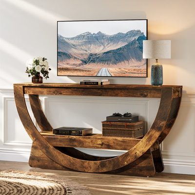 TV Stand for 55-75 inch TVs, Entertainment Center with Storage Shelves