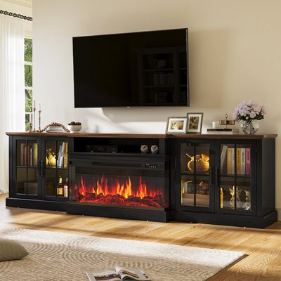 98" TV Stand with Electric Fireplace for TVs over 100"