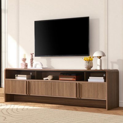 Dulane Modern Farmhouse 70" TV Stand with 2 Doors and Open Storage