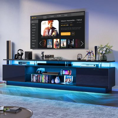 Zytha 80" Modern Media Console with RGB LED Light and Charging Station for TVs up to 90"