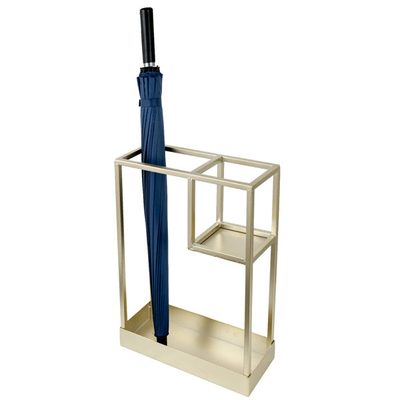 Modern Brass Tone Rectangular Freestanding Umbrella Holder