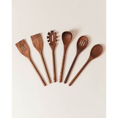 Farmhouse Pottery Essential 6-Piece Walnut Utensil Set