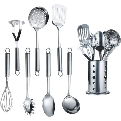 8-Piece Stainless Steel Kitchen Tool Set with Stand