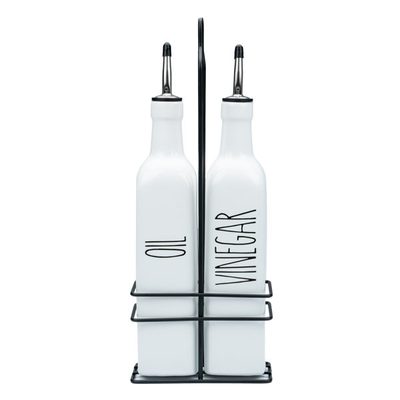 White Ceramic Olive Oil and Vinegar Dispenser