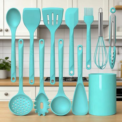 Professional Silicone Cooking Utensil Set with Stainless Steel Core