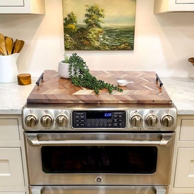 Acacia Wood Stovetop Cover Board with Handles