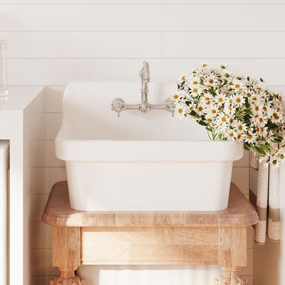 Mason 24 Inch High-Back Farmhouse Wall-Mount Laundry Sink