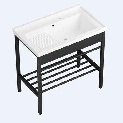 32 Inch Freestanding Laundry Sink with Integrated Washboard