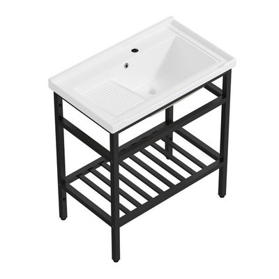 32 x 36 Inch Freestanding Laundry Sink with Integrated Washboard