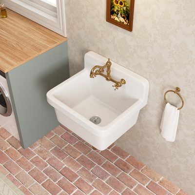 DeerValley 24 Inch Vitreous China Wall Mount Farm-Style Utility Sink