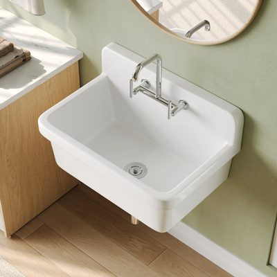 DeerValley Ally 30 Inch Wall Mount Ceramic Utility Sink