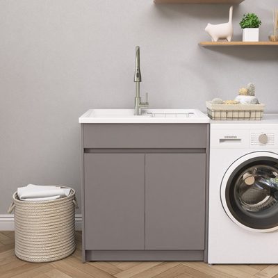 30 x 22 Inch Freestanding Honeycomb Aluminum Laundry Sink Cabinet