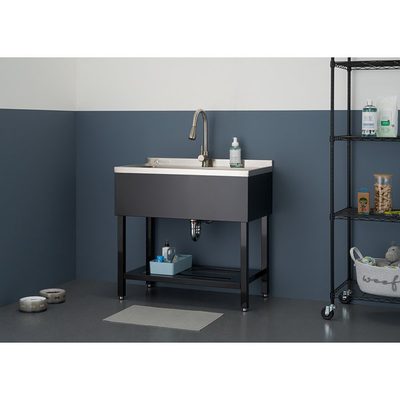 TRINITY 36 Inch Freestanding Stainless Steel Utility Sink