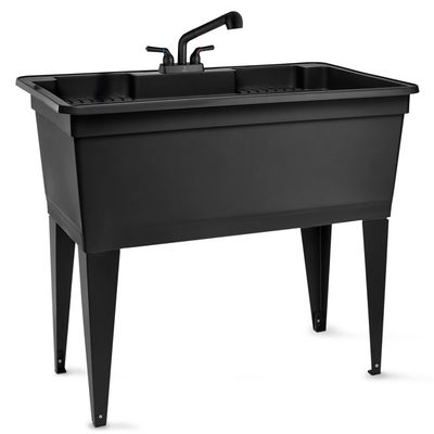 37-Gallon Freestanding Laundry Tub with Black Pull-Out Faucet