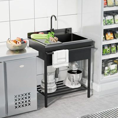Freestanding Stainless Steel Utility Sink with Faucet