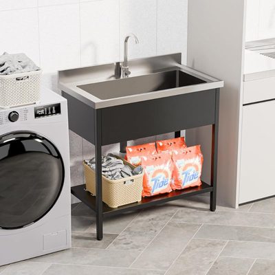 Freestanding Stainless Steel Utility Sink with Faucet