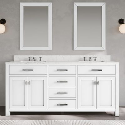 Minnetrista 72" Double Bathroom Vanity with Marble Top